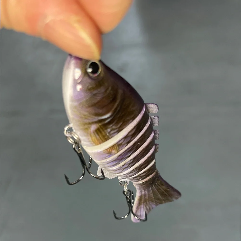 Lifelike Multi-Jointed Fish Lure - Black and Purple